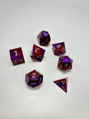 Red and Purple Dual set of 7 Dice